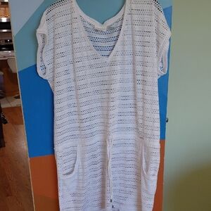 Calvin Klein Collection White Crochet Swim Coverup